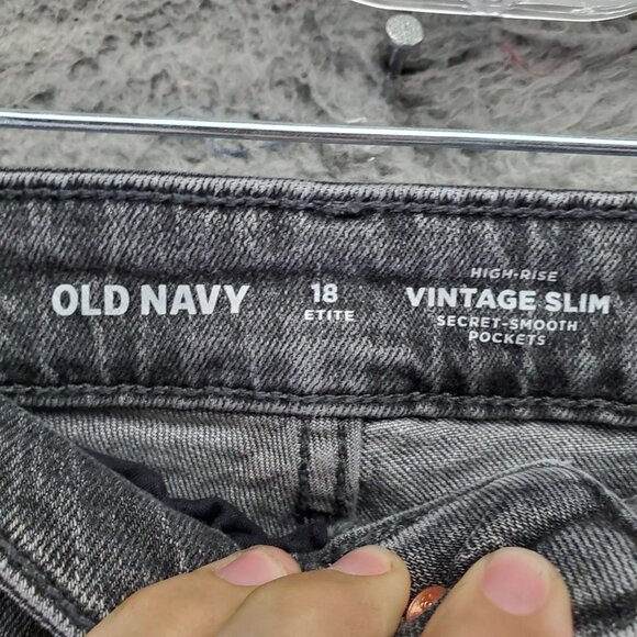 Old Navy Jeans Womens 18 Petite Gray High-Rise Vintage Slim Denim - Picture 2 of 9